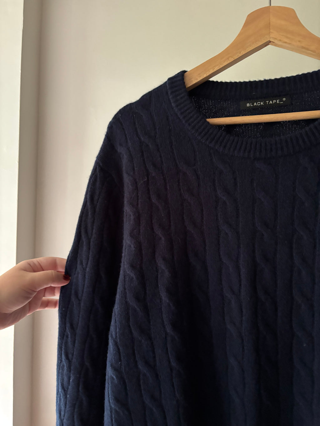 Navy Blue Cashmere Cable knit Sweater