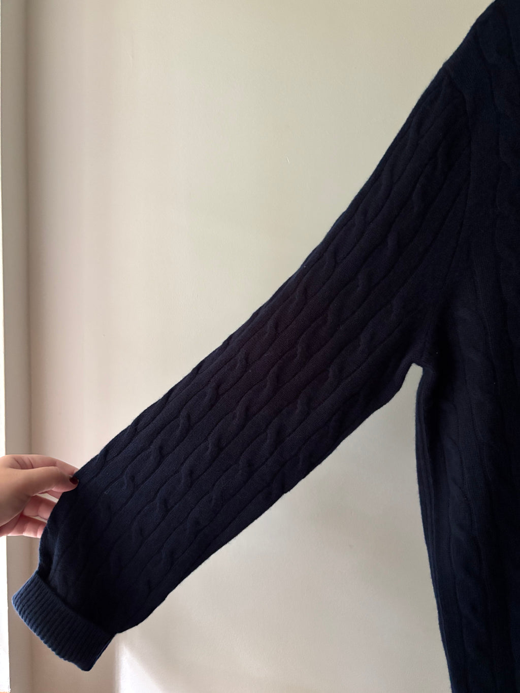 Navy Blue Cashmere Cable knit Sweater