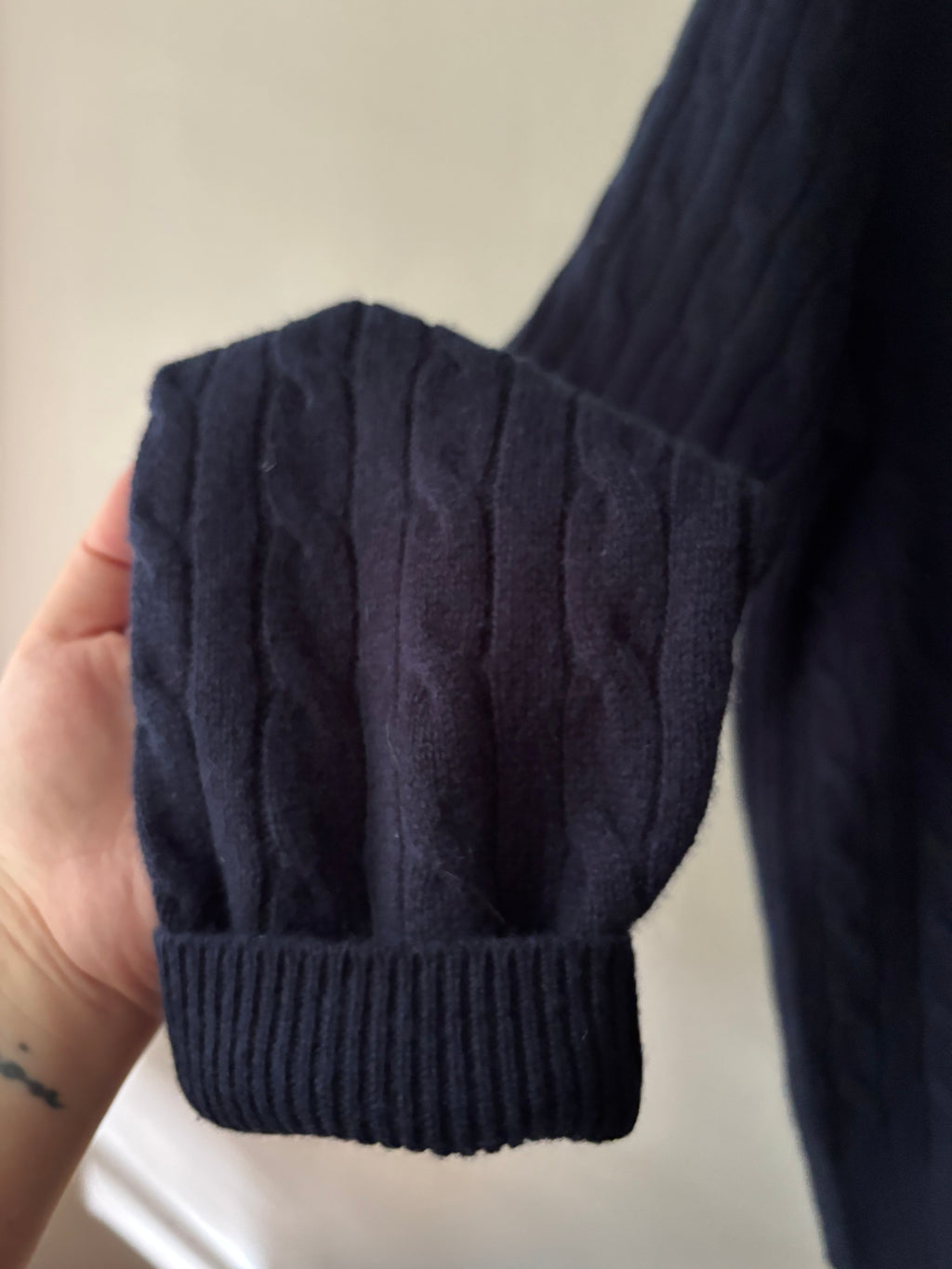 Navy Blue Cashmere Cable knit Sweater