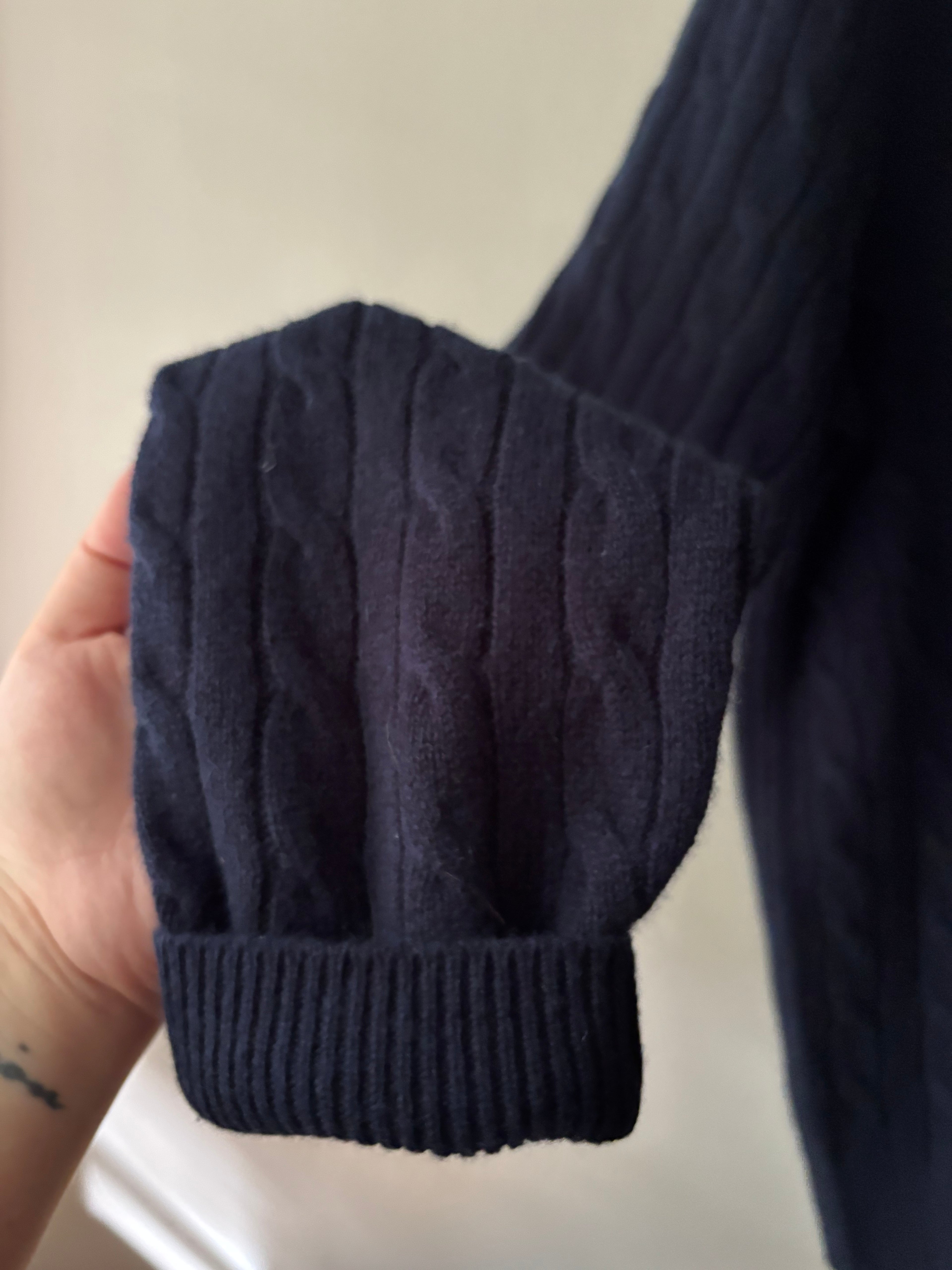 Navy Blue Cashmere Cable knit Sweater