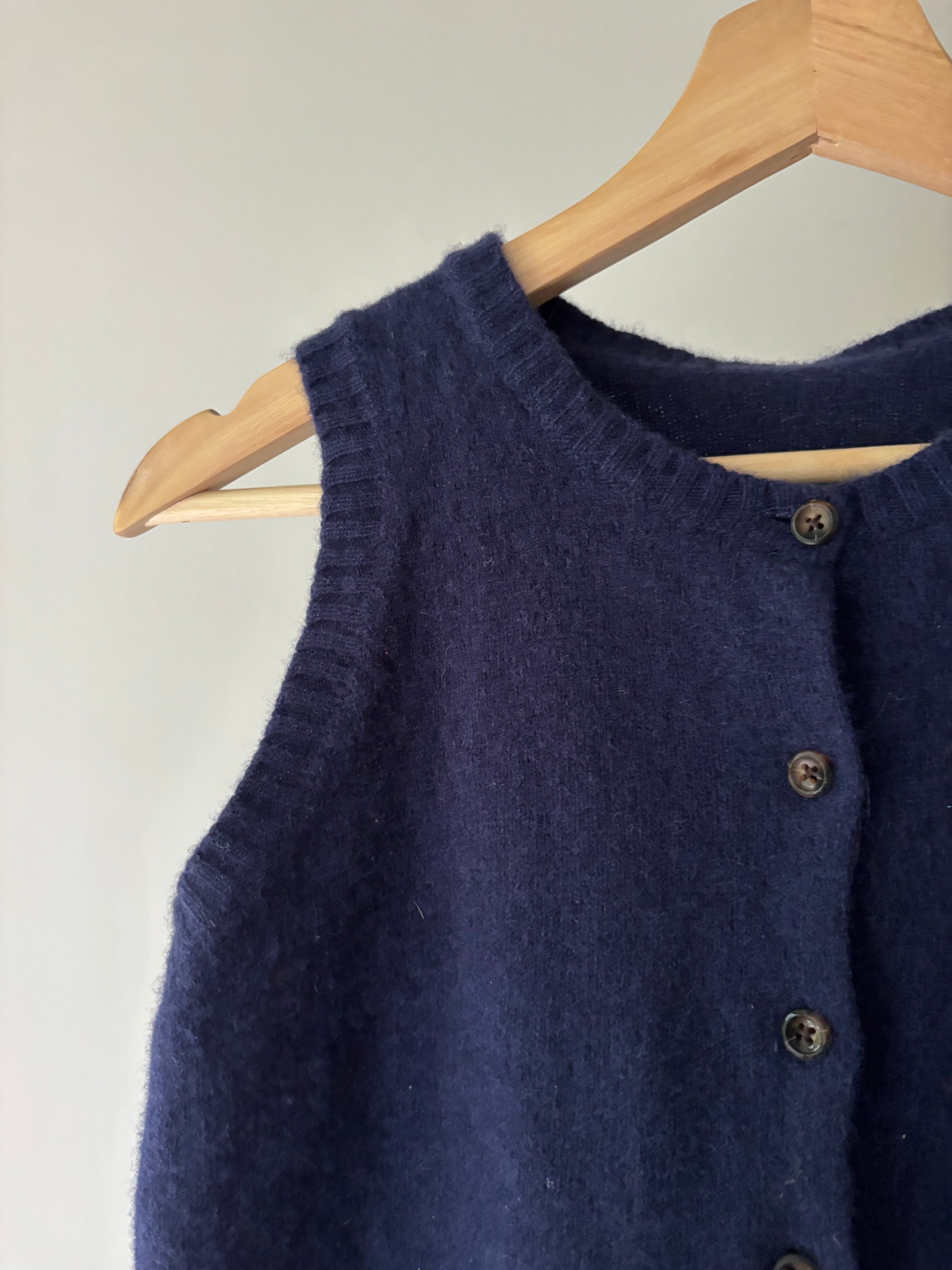 Soft Wool Cropped Navy Blue Sweater Vest