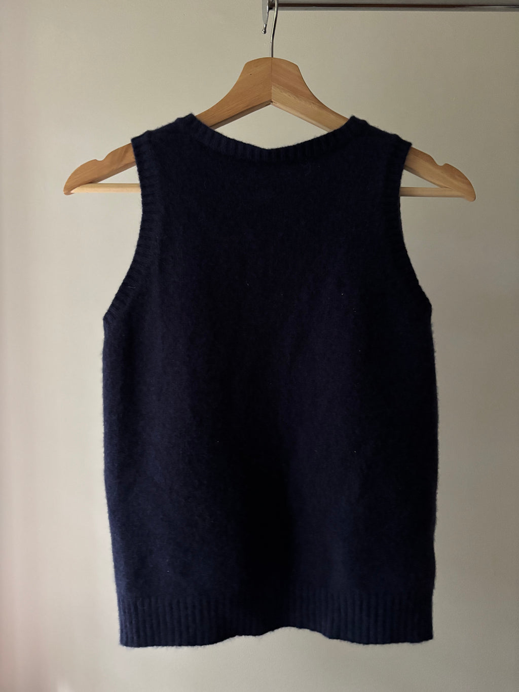 Soft Wool Cropped Navy Blue Sweater Vest
