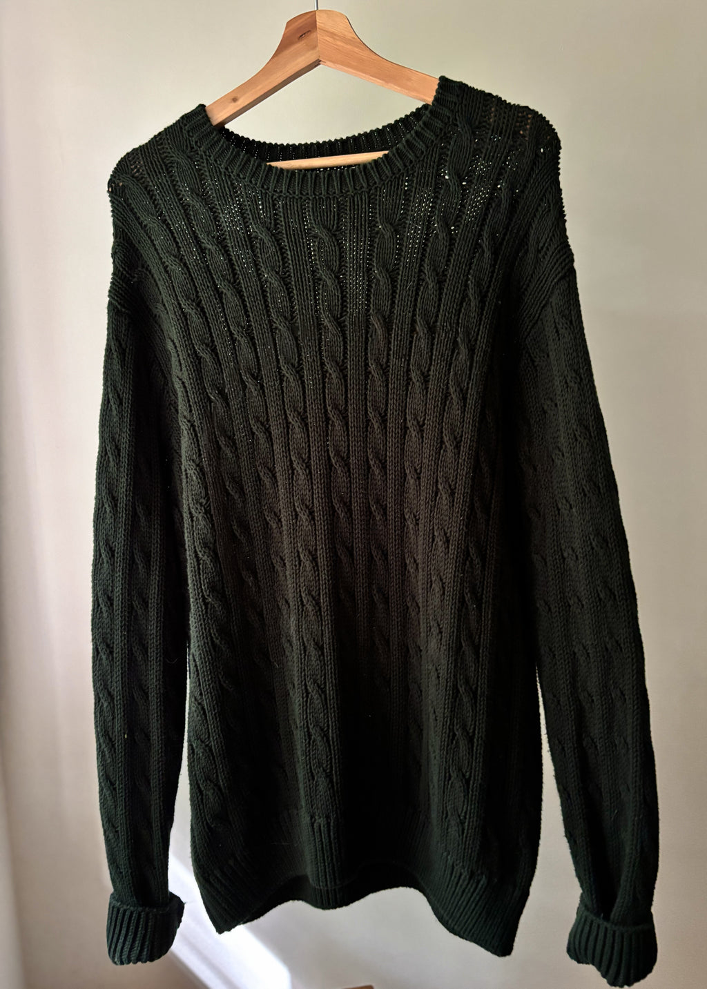 Heavy Cotton Forest Green Cable knit Sweater