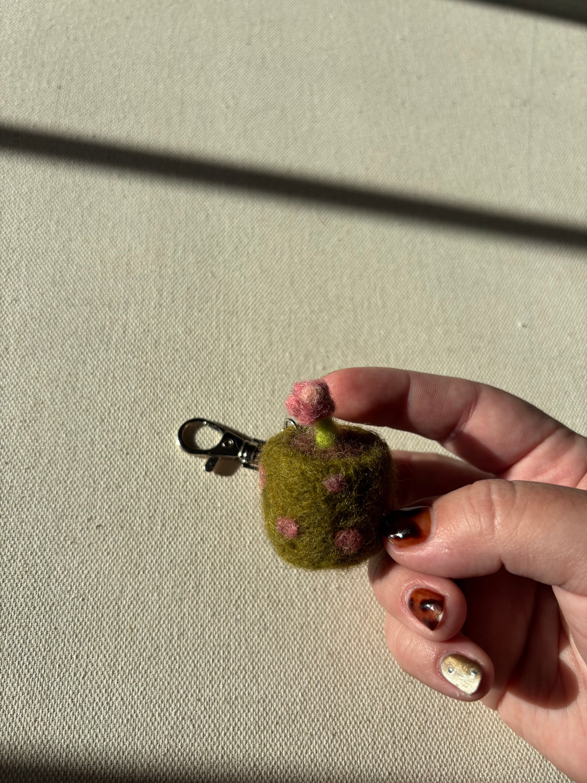 Hand Felted Wool Flower Pot Bag Charm