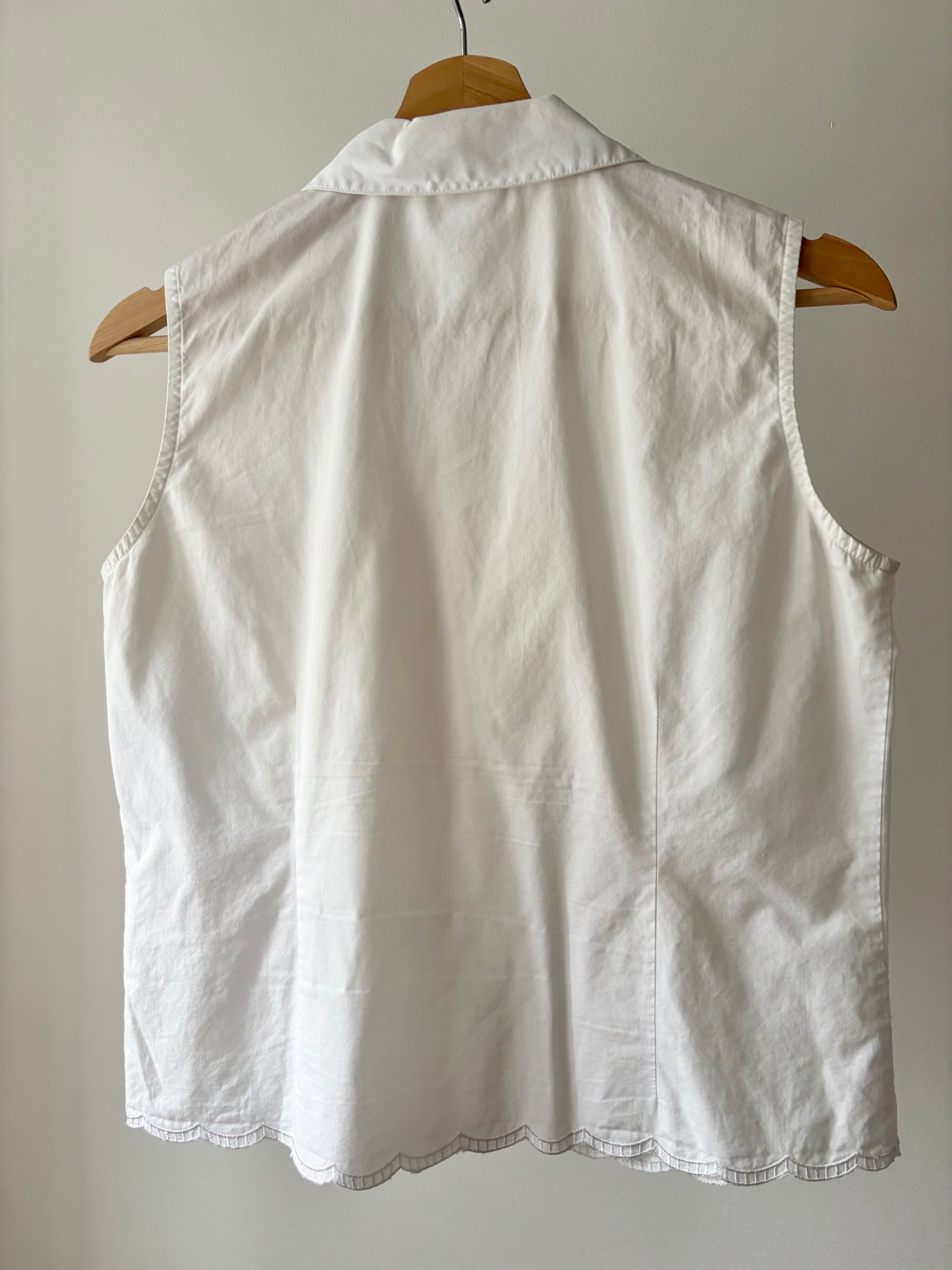 1990s Embroidered Cropped Cotton Blouse