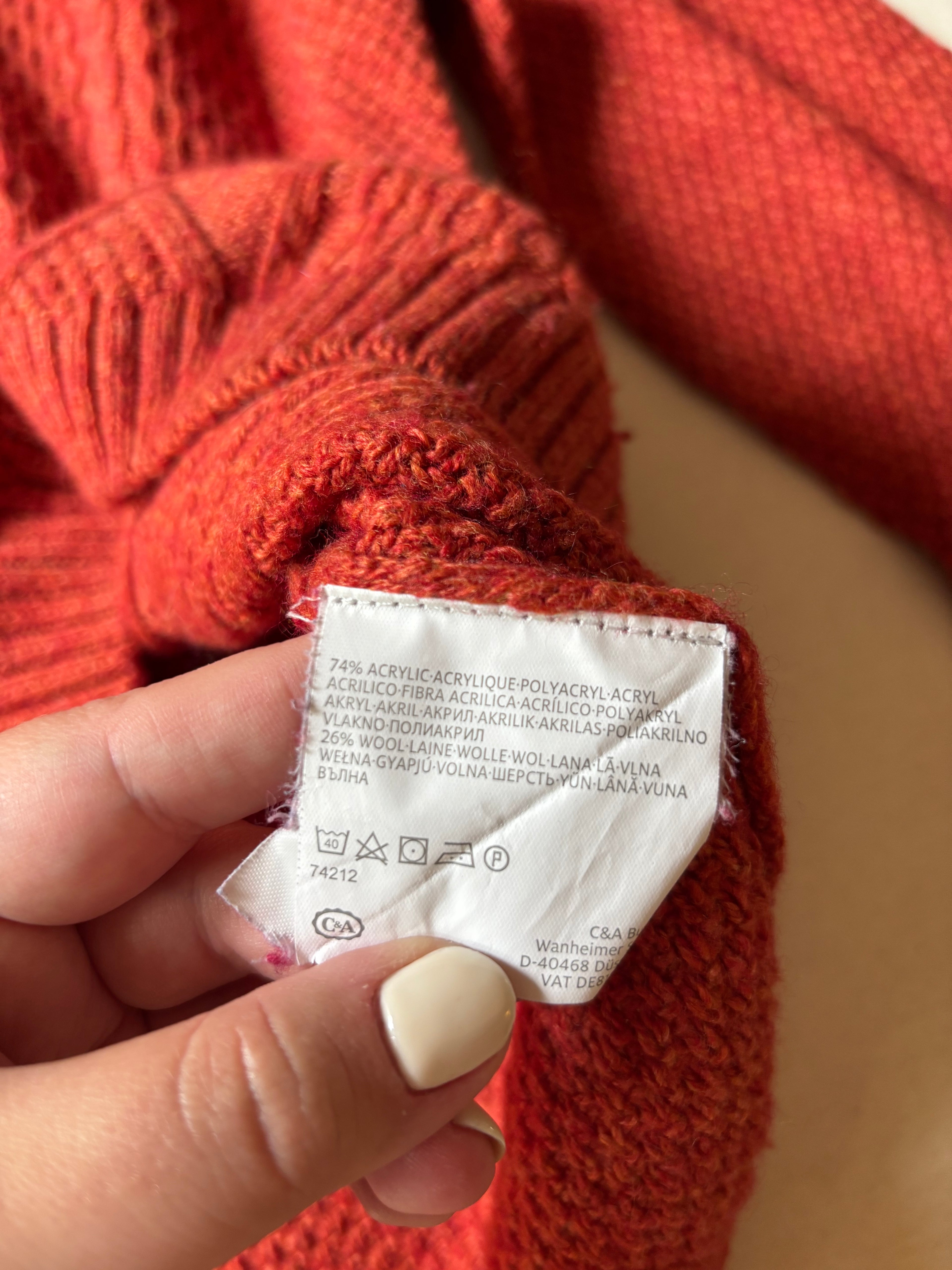 Vintage Marled Orange Cable Knit Sweater