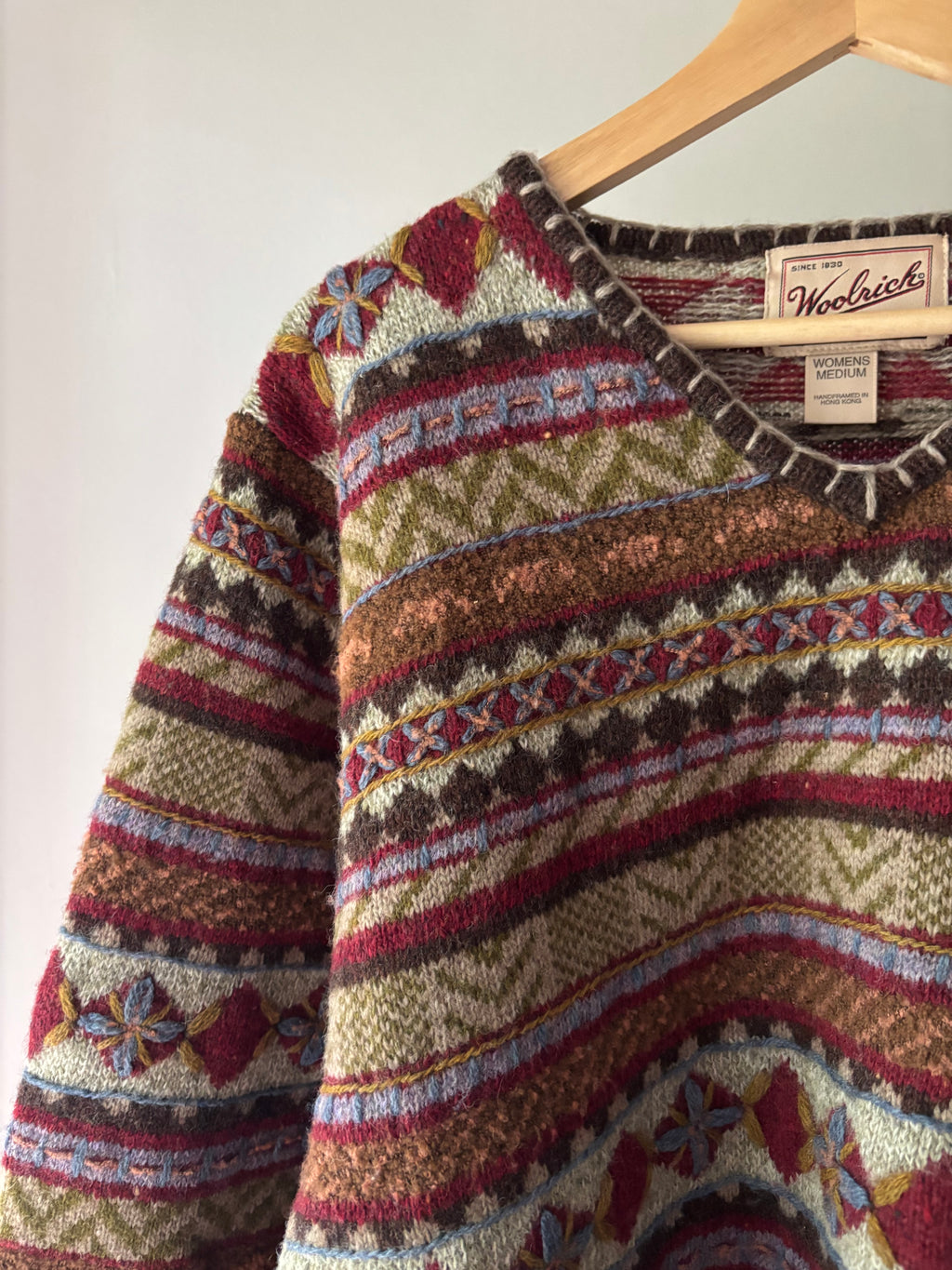 1990s Boxy Woolrich Embroidered Wool Sweater
