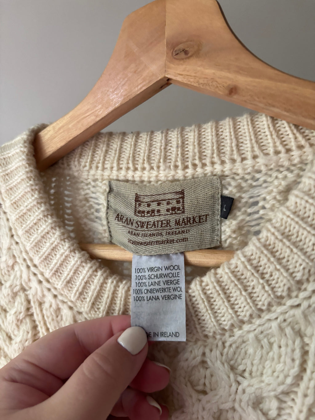 Wool Aran Cream Cable knit | Made in Ireland