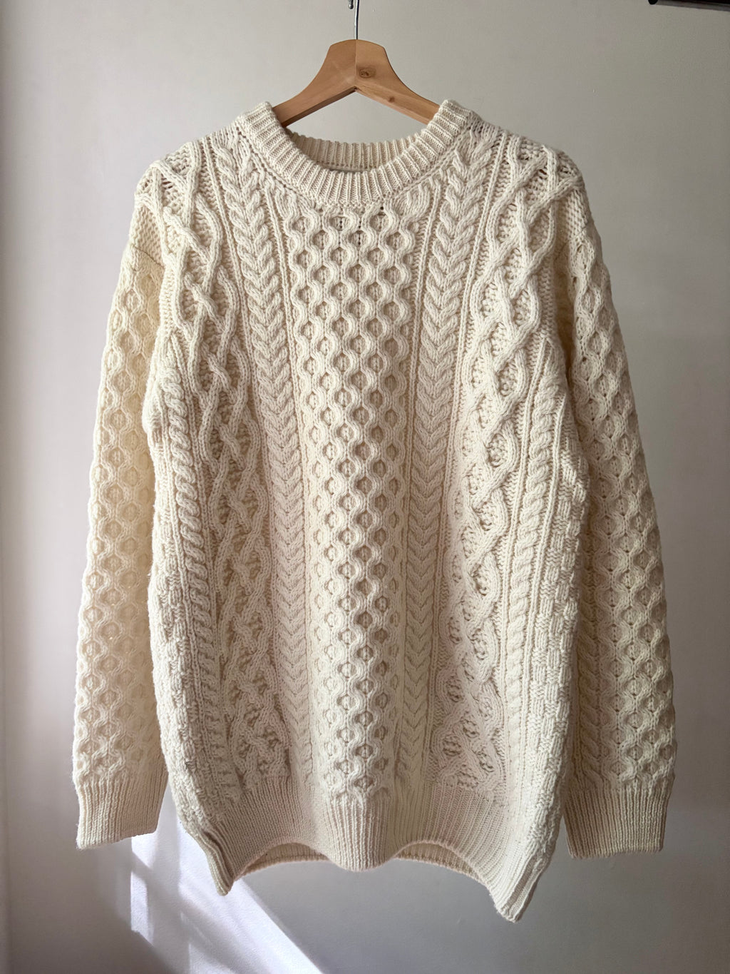 Wool Aran Cream Cable knit | Made in Ireland