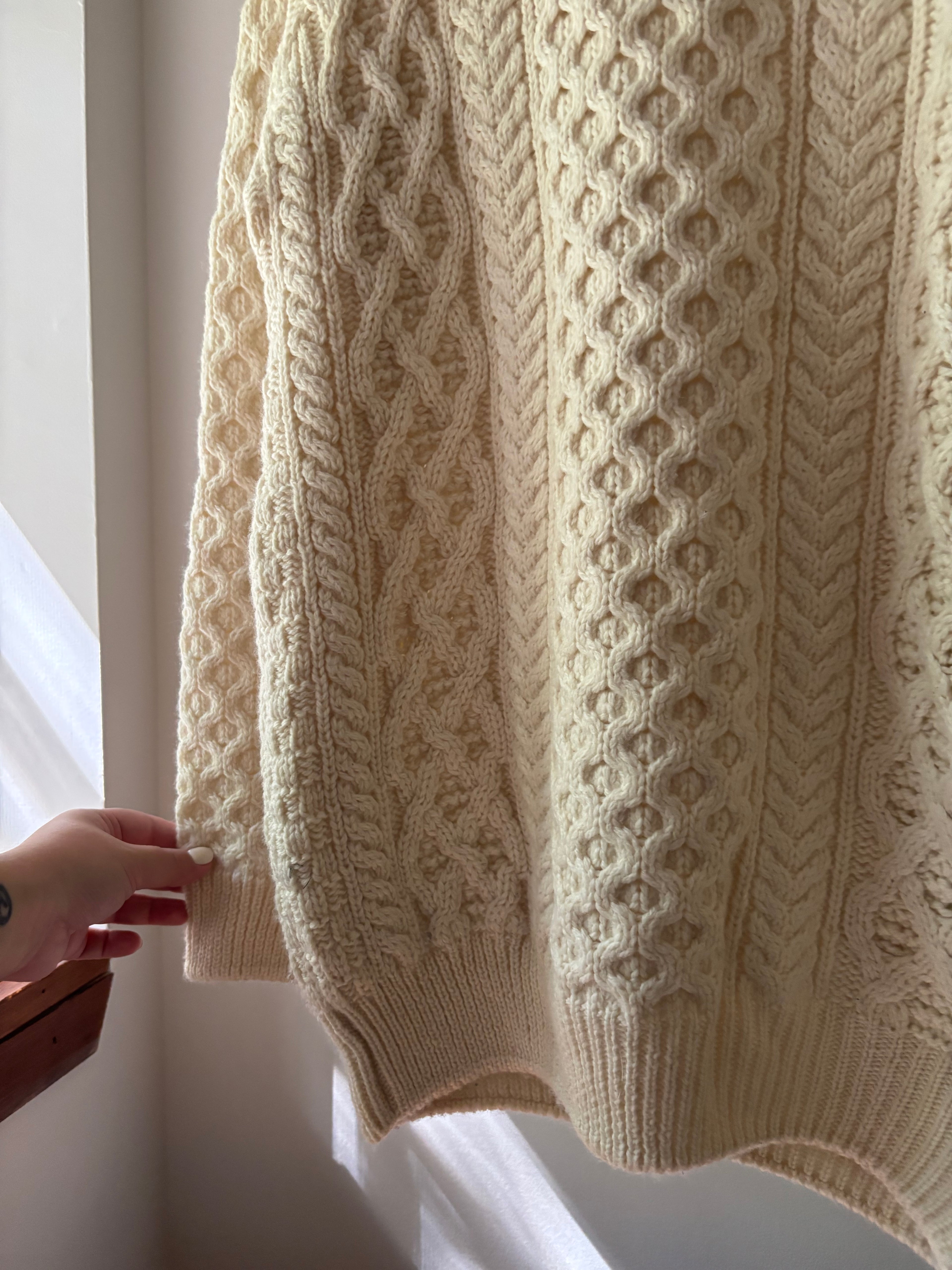 Wool Aran Cream Cable knit | Made in Ireland