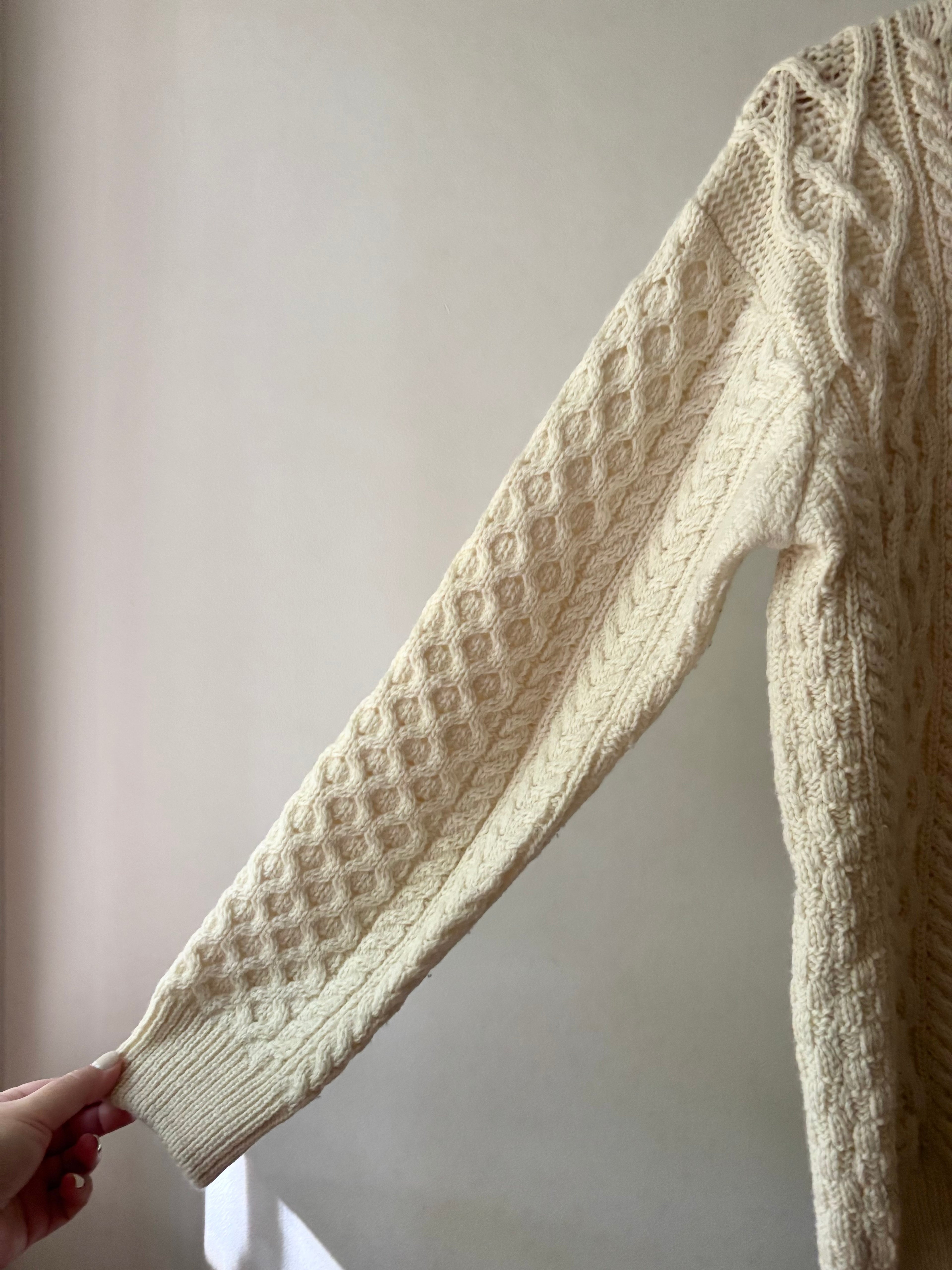 Wool Aran Cream Cable knit | Made in Ireland