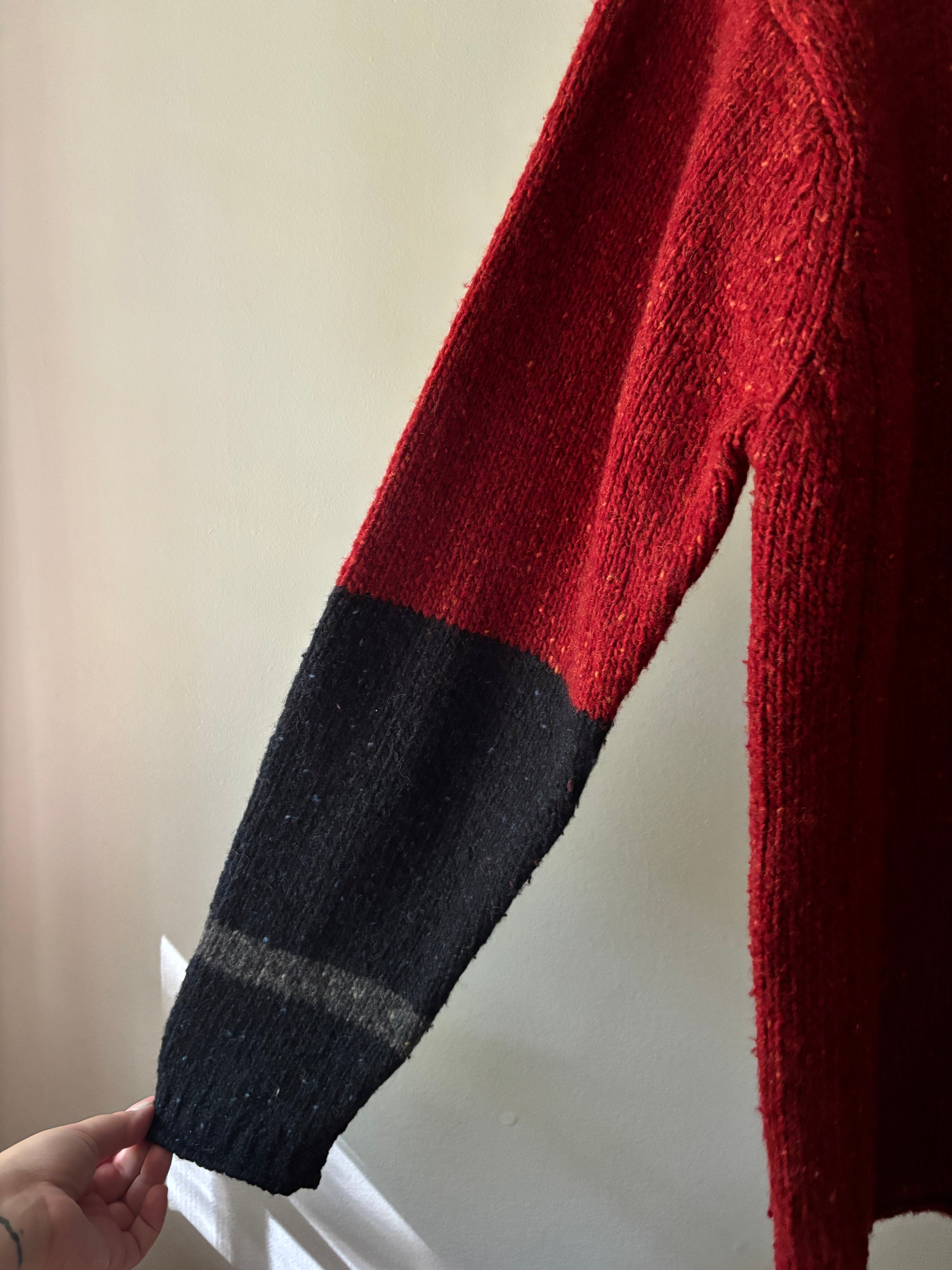 1990s Marled Wool Colour Blocked Sweater