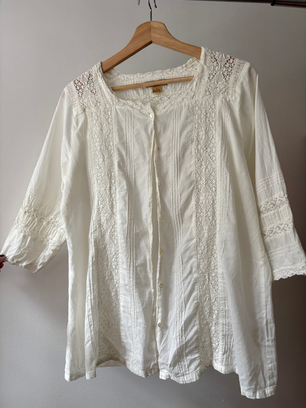 Cream Light Cotton & Lace April Cornell Blouse