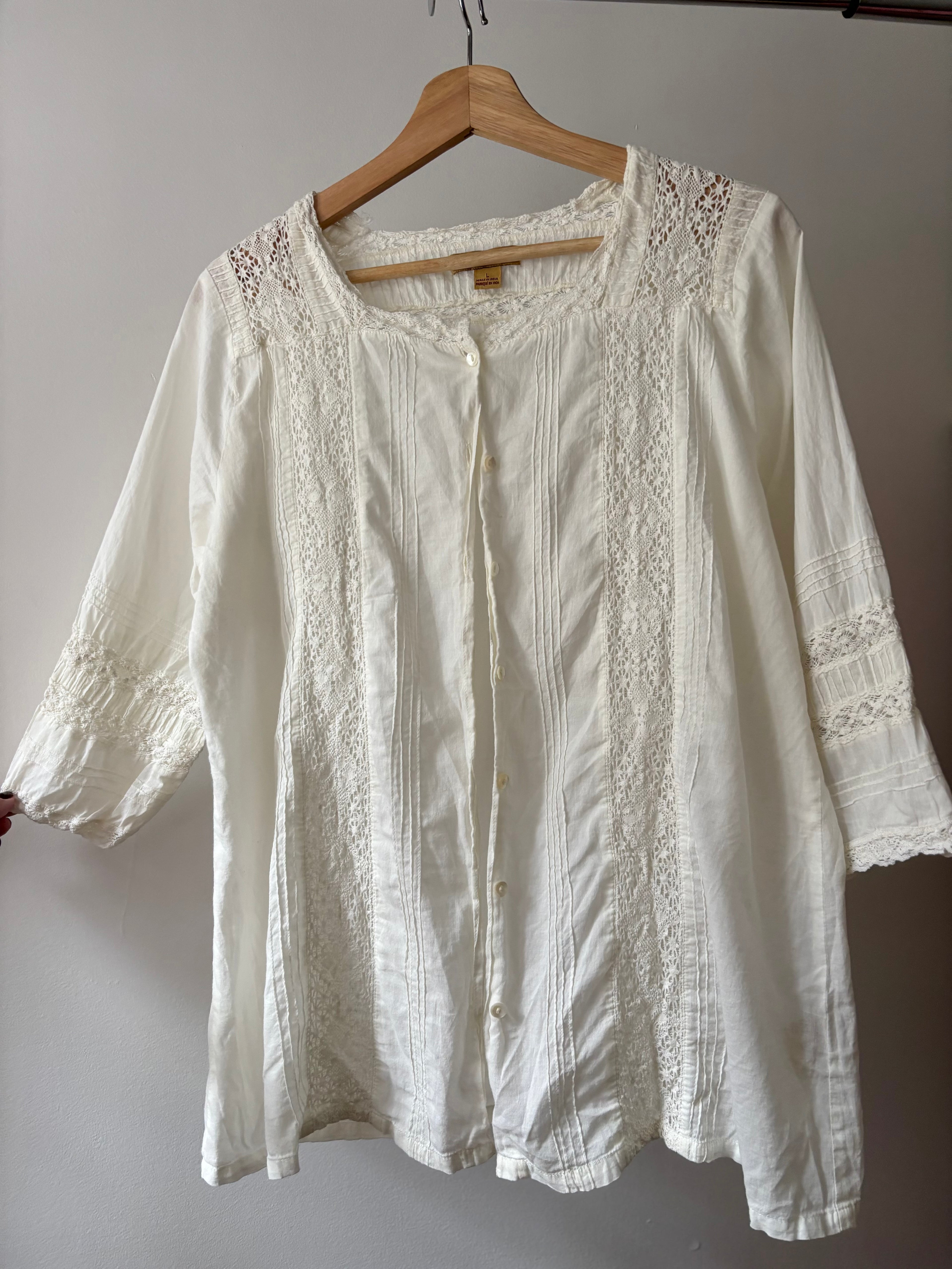 Cream Light Cotton & Lace April Cornell Blouse