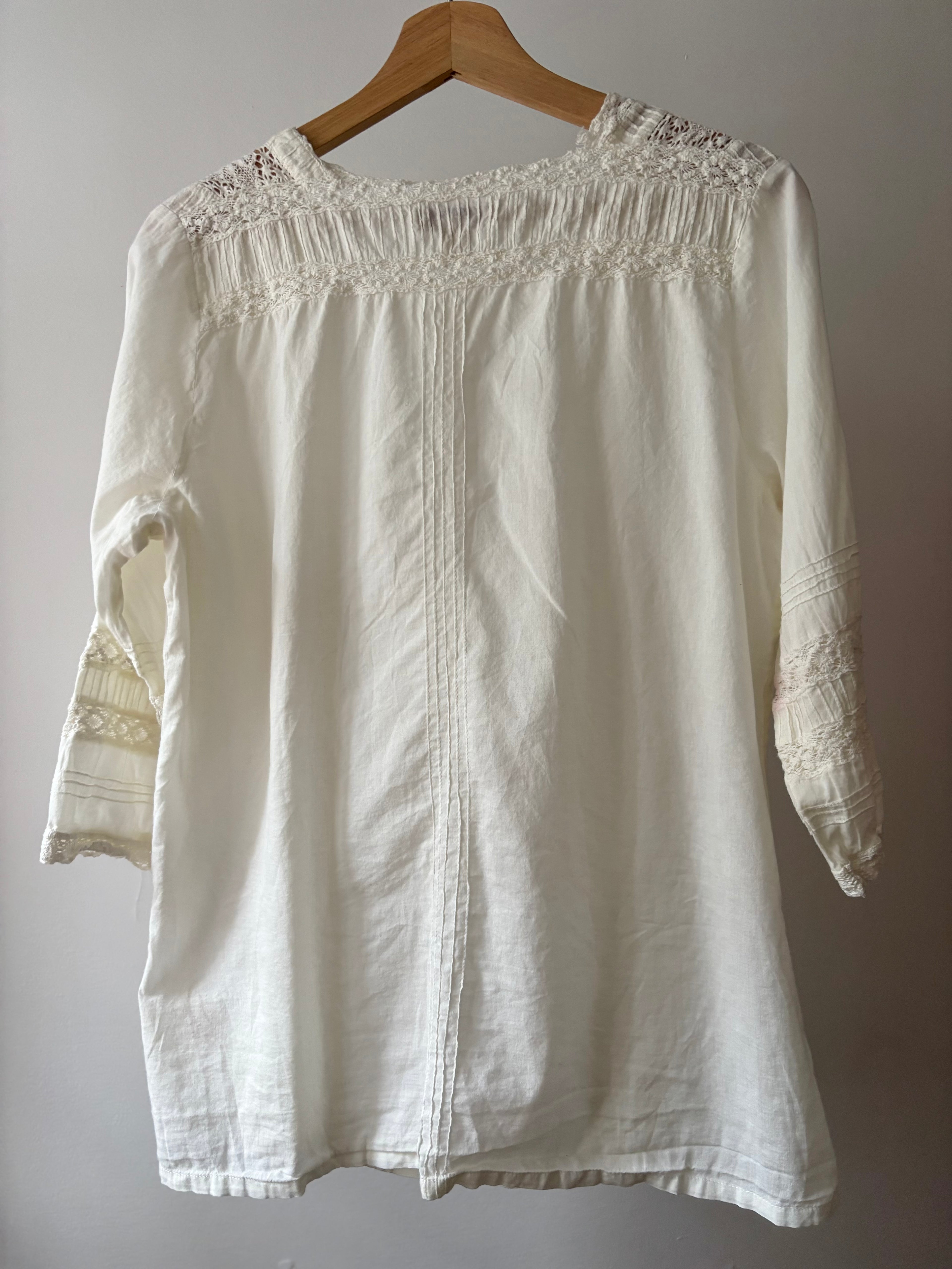 Cream Light Cotton & Lace April Cornell Blouse
