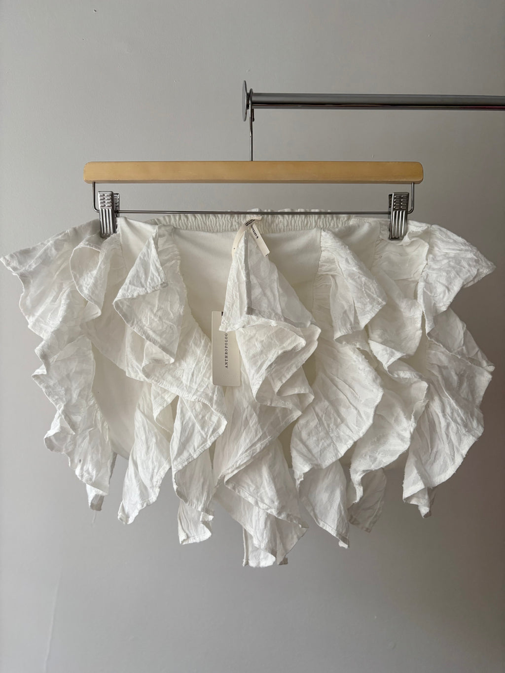 Strapless Ruffled Cotton Anthropologie Crop Top
