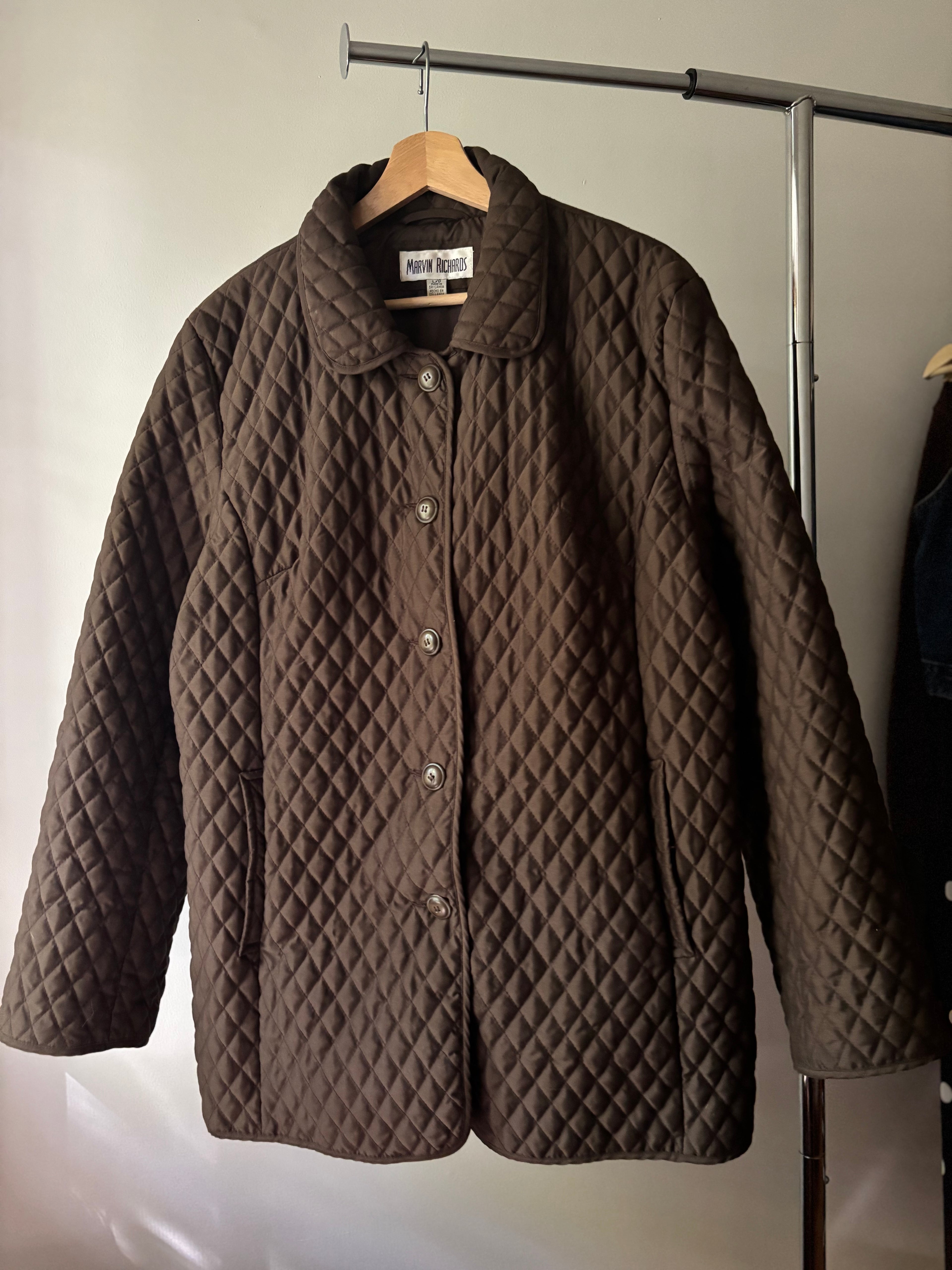 1990s Soft Quilted Light Jacket | Vintage Brown Fall Coat