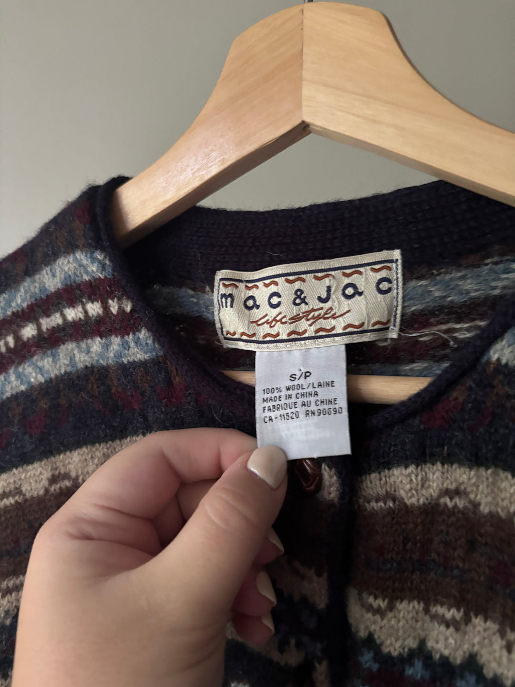 1990s Patterned Wool Cardigan