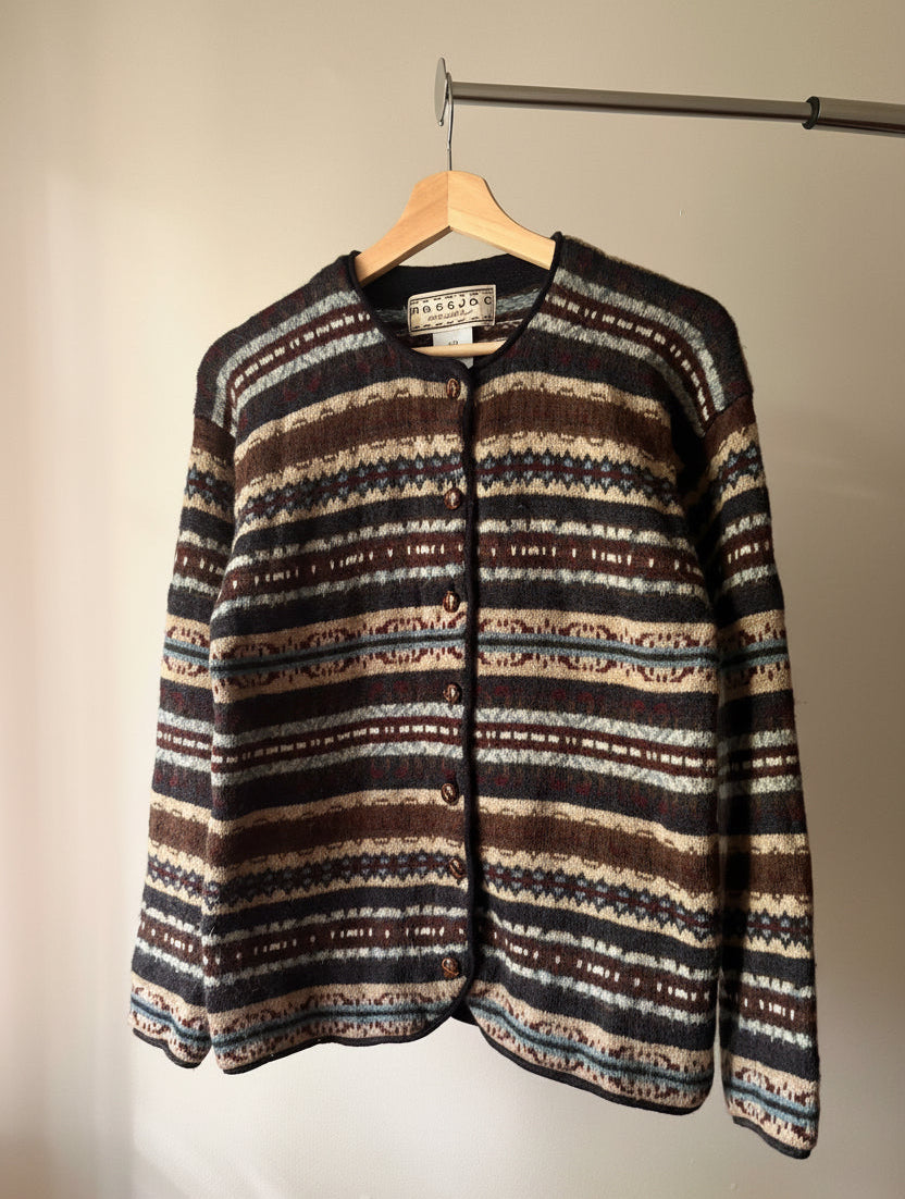 1990s Patterned Wool Cardigan