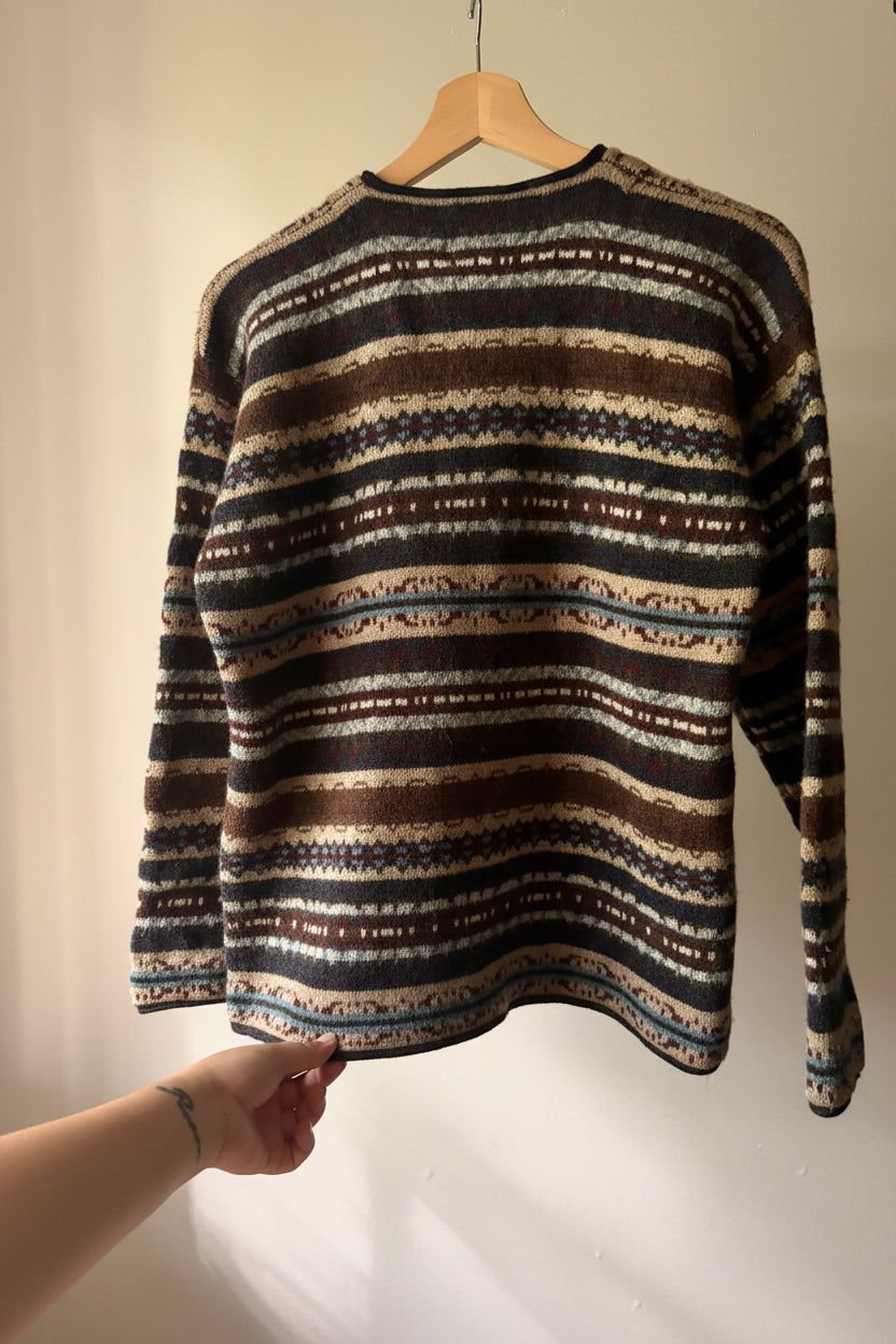 1990s Patterned Wool Cardigan