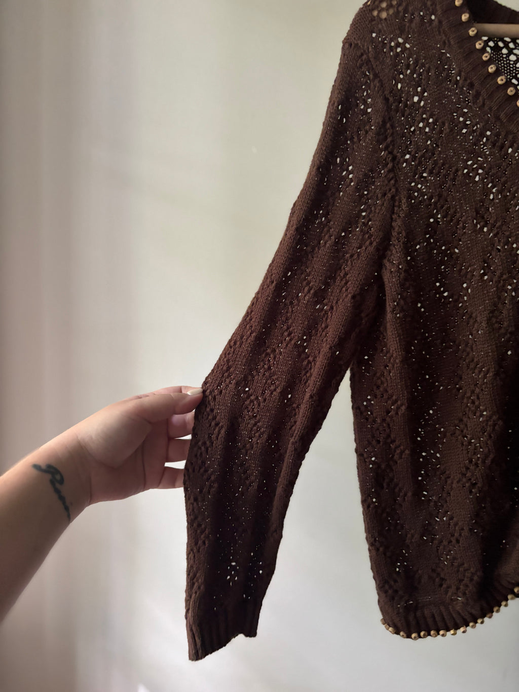 Y2K Cropped Knit Cardigan with Beaded Trim