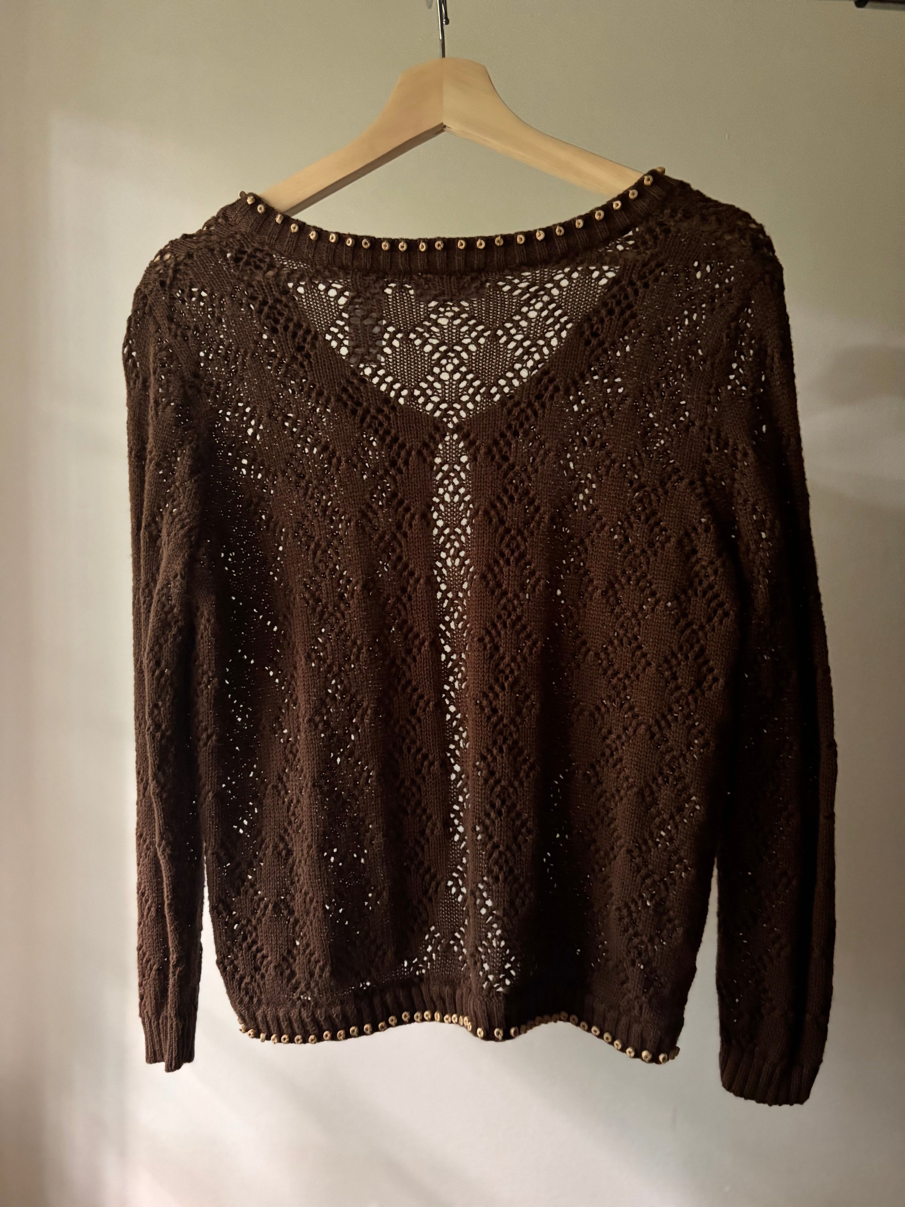 Y2K Cropped Knit Cardigan with Beaded Trim