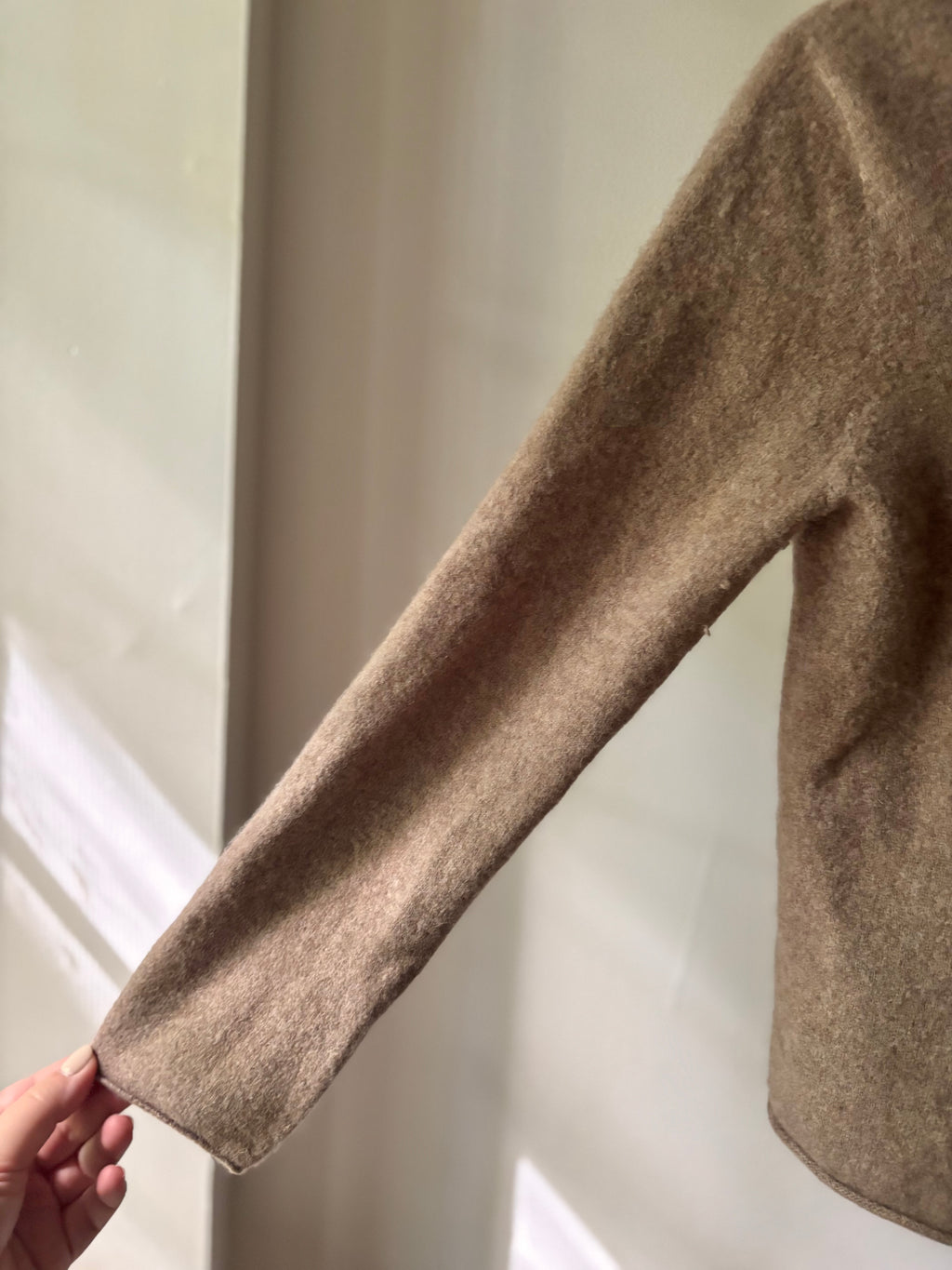 Soft Cropped Wool Knit Hoodie