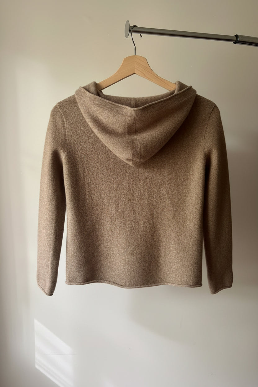 Soft Cropped Wool Knit Hoodie