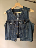 1990s Cropped Denim Silver Tab Vest