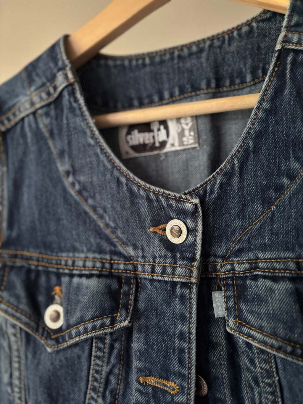 1990s Cropped Denim Silver Tab Vest