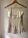 Y2K White Silk JLO Halter Camisole