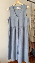 1990s Blue Button Down Smock Dress with Pockets