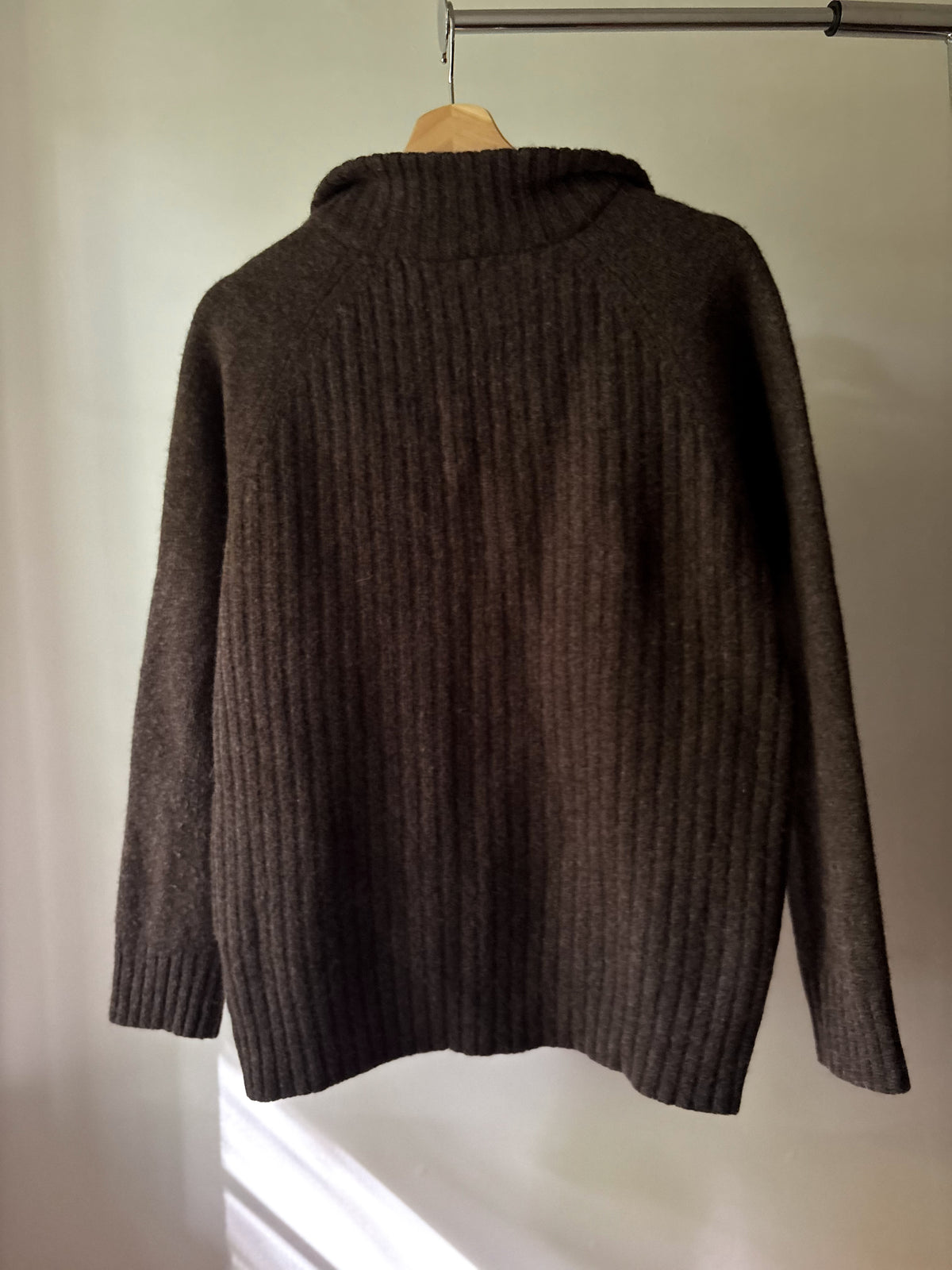 Y2K Chocolate Brown Wool Quarter Zip Sweater