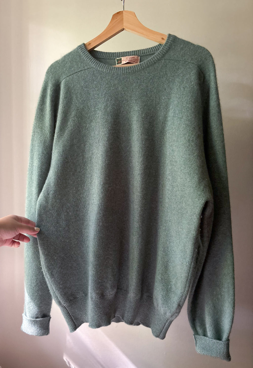 1960s Scottish Cashmere Sweater | Light Teal Blue Knit