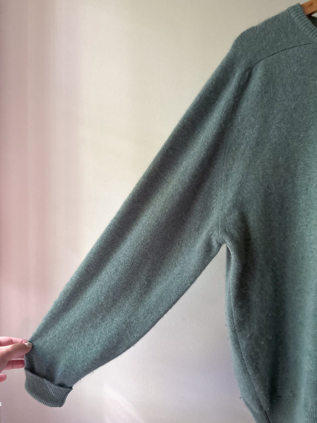 1960s Scottish Cashmere Sweater | Light Teal Blue Knit
