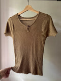 Vintage Short Sleeve Keyhole Knit Top