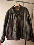 1990s Brown Leather Bomber Jacket | Vintage Oversized Coat