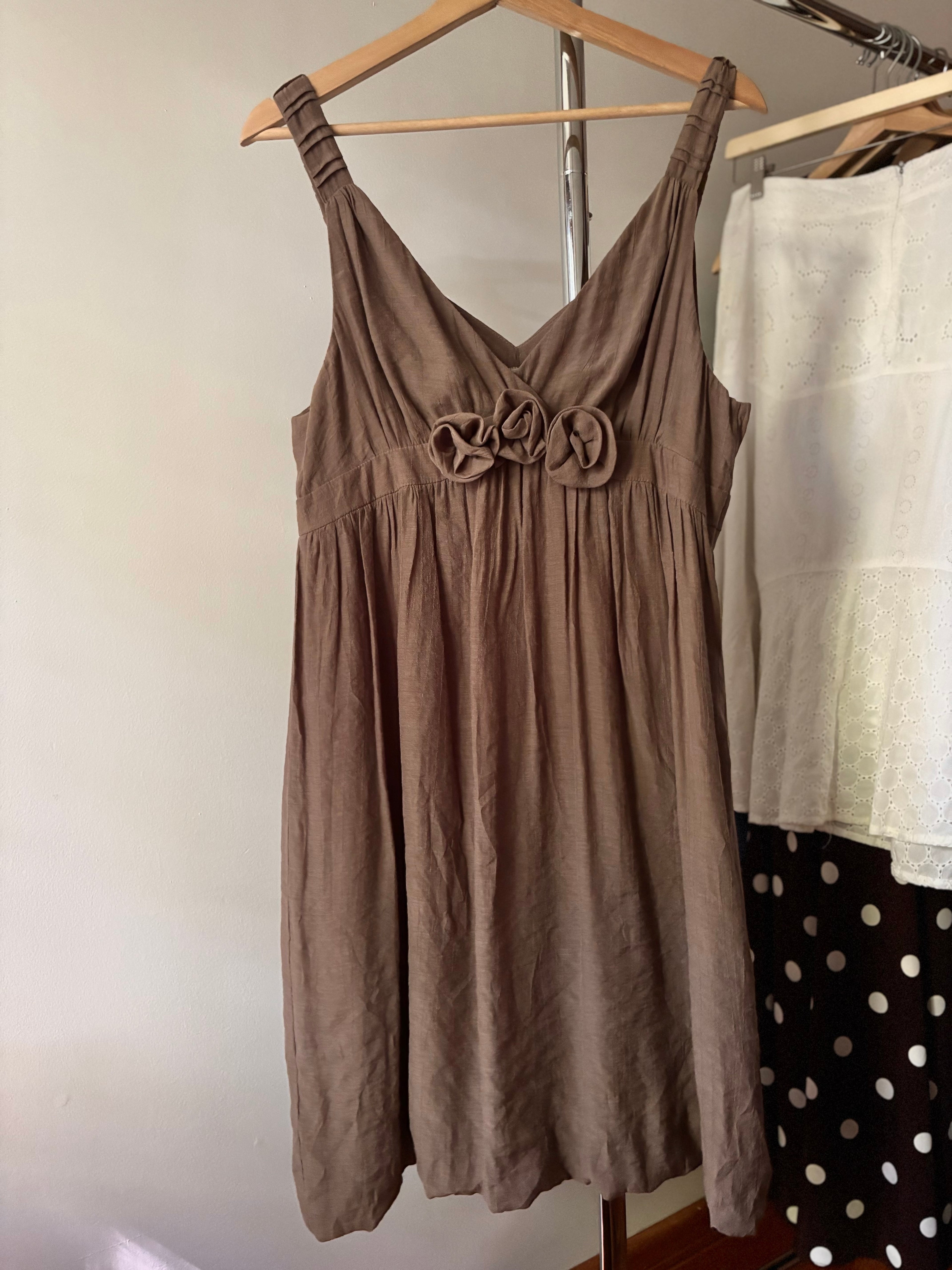 Y2K Bubble Hem Dress with Roses
