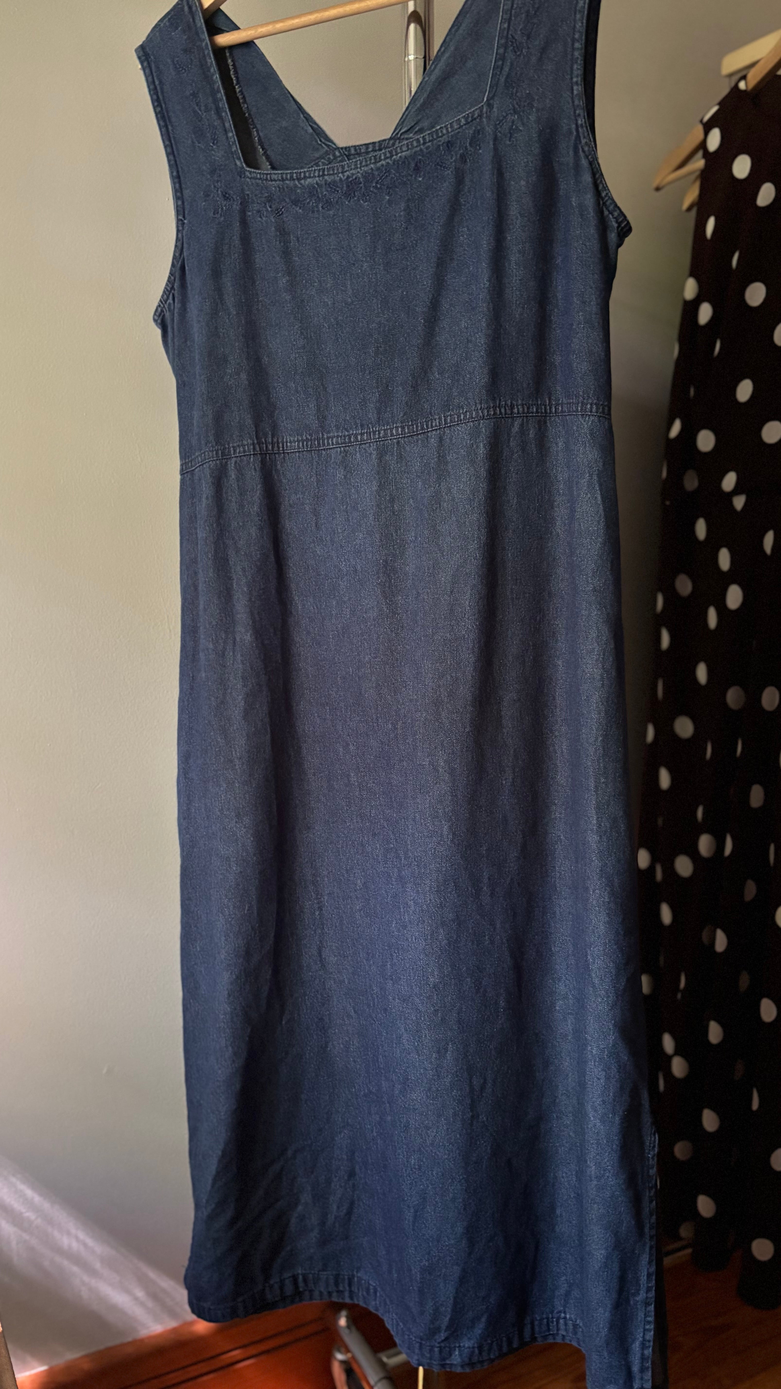 1990s Denim Tie-Back Maxi Dress