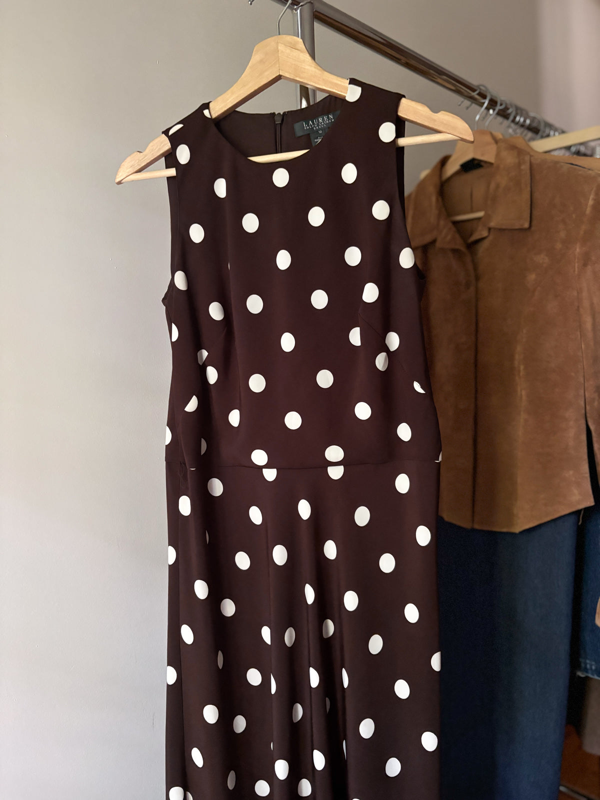 Y2K Brown Polka Dot Maxi Dress | Ralph Lauren