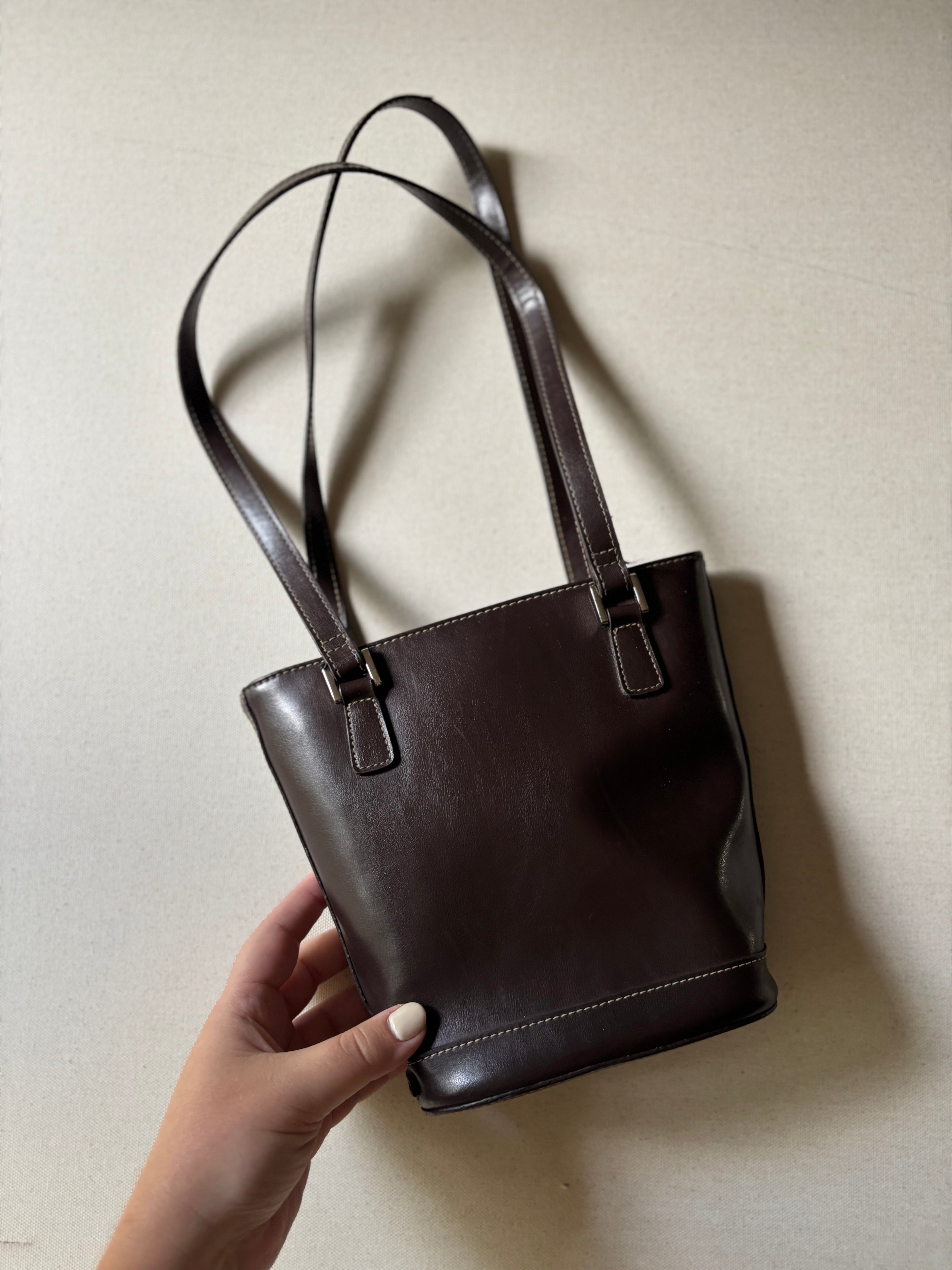 Y2K Brown Bucket Shoulder Bag
