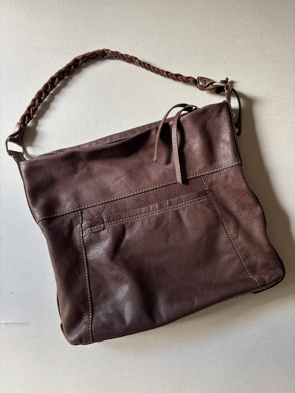 Y2K Brown Leather Fossil Hobo Bag with Pouches