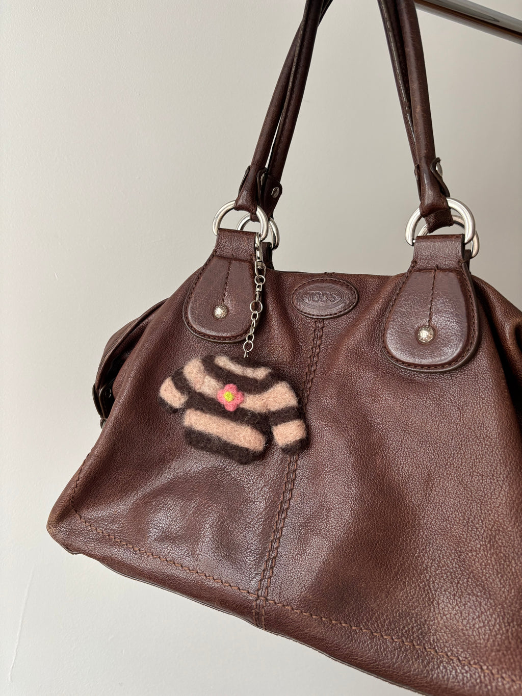 Felted Wool Flower Sweater Bag Charm