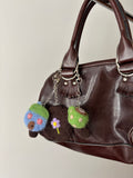 Felted Wool Blue House Bag Charm