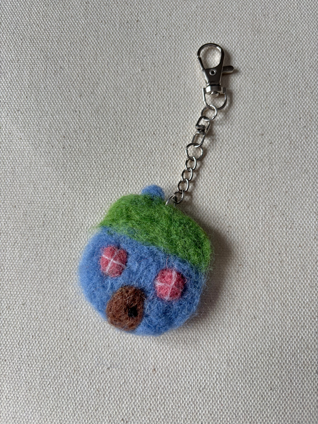 Felted Wool Blue House Bag Charm
