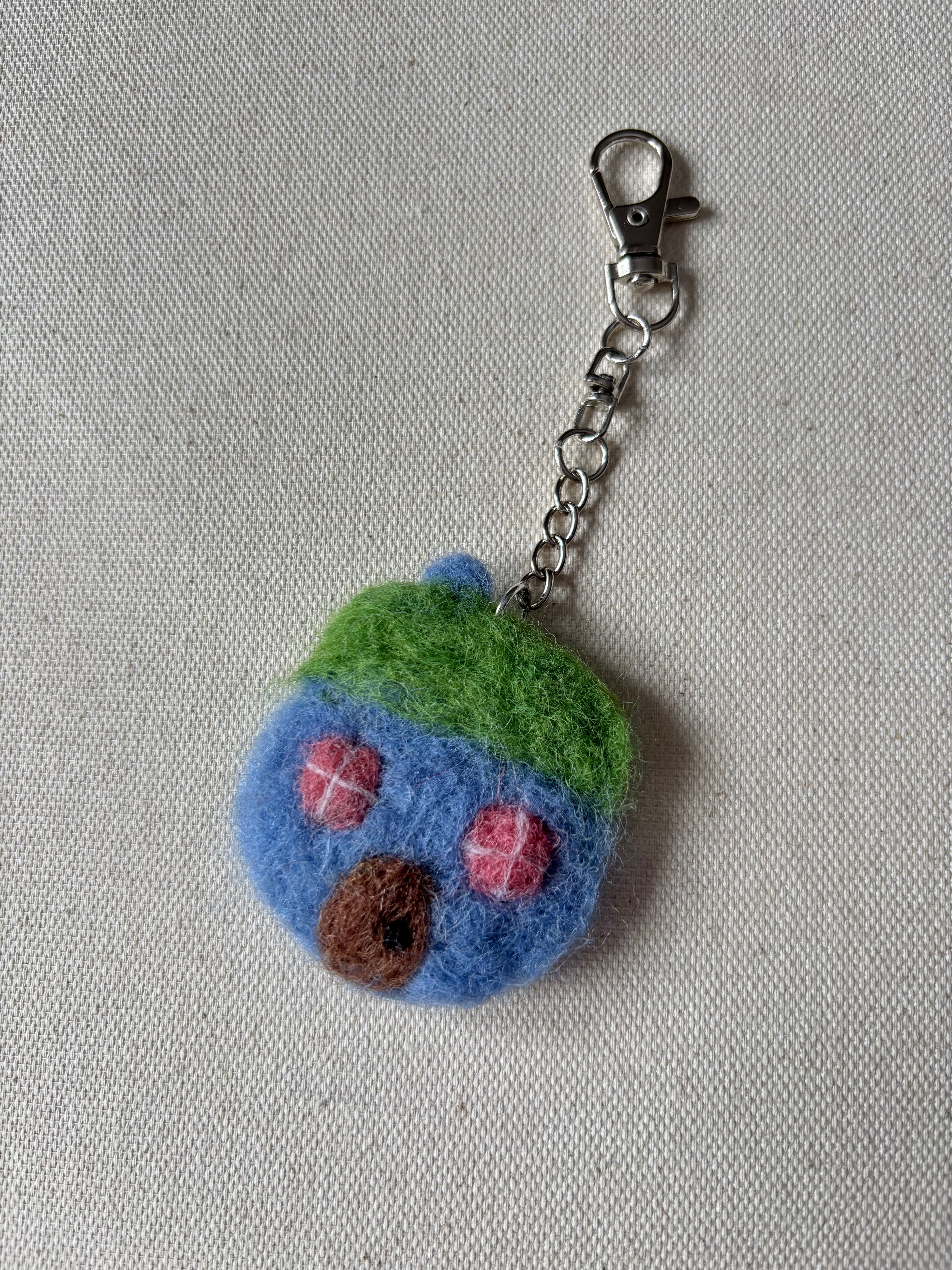 Felted Wool Blue House Bag Charm