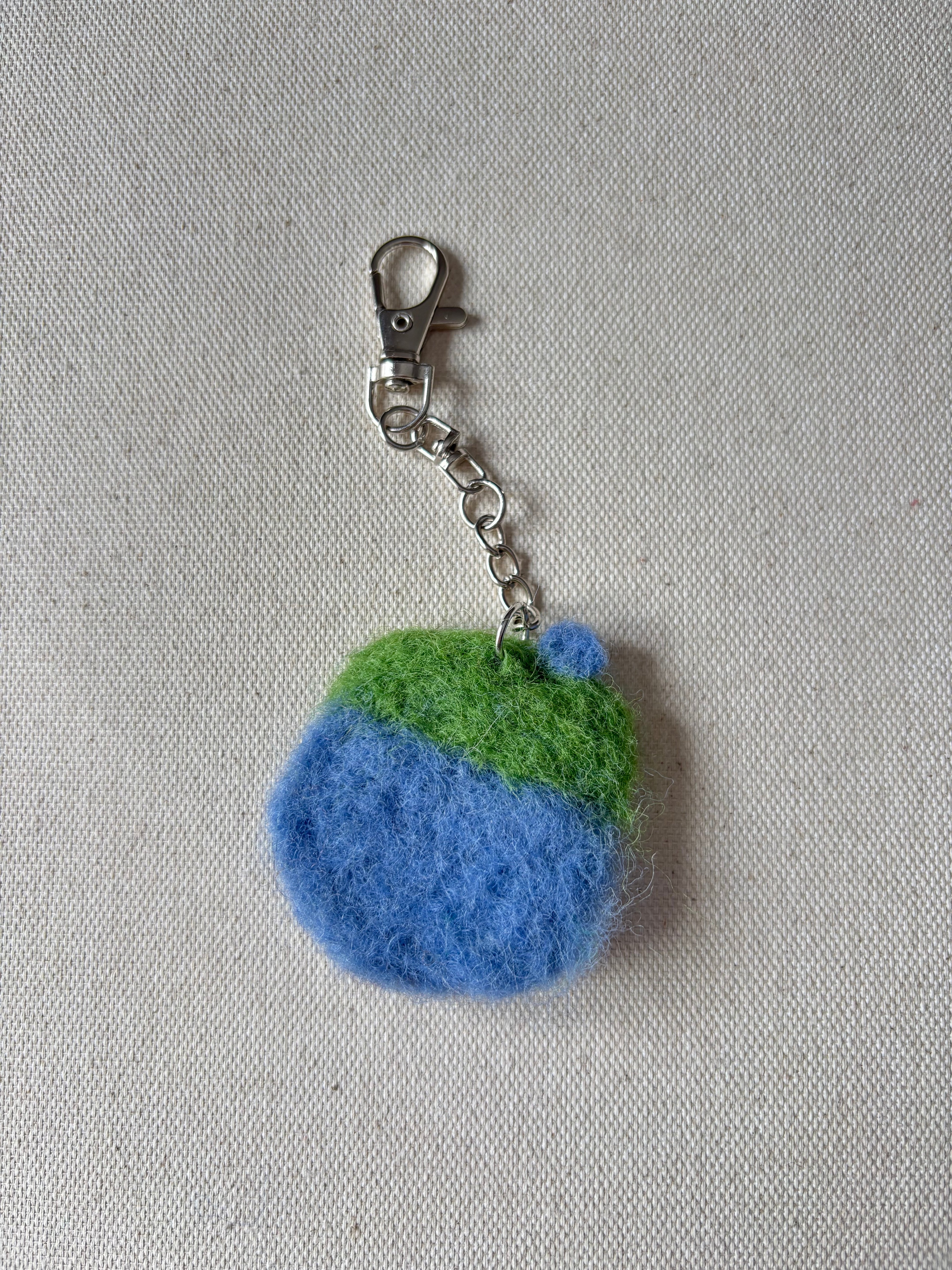 Felted Wool Blue House Bag Charm