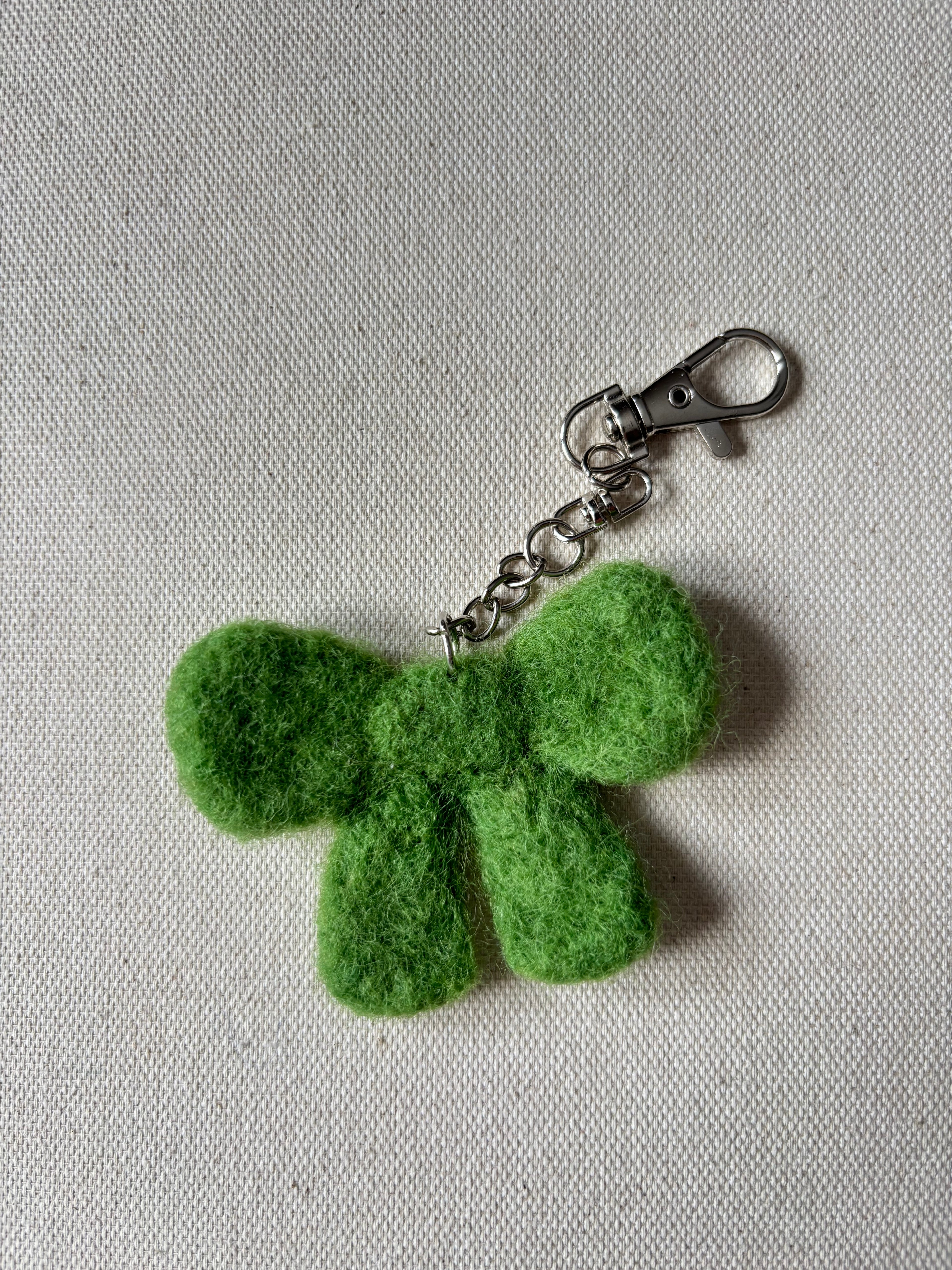 Felted Wool Striped Heart & Bow Bag Charms (2)