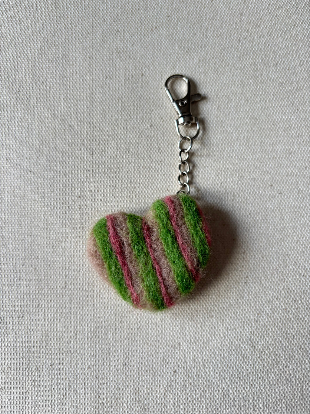 Felted Wool Striped Heart & Bow Bag Charms (2)