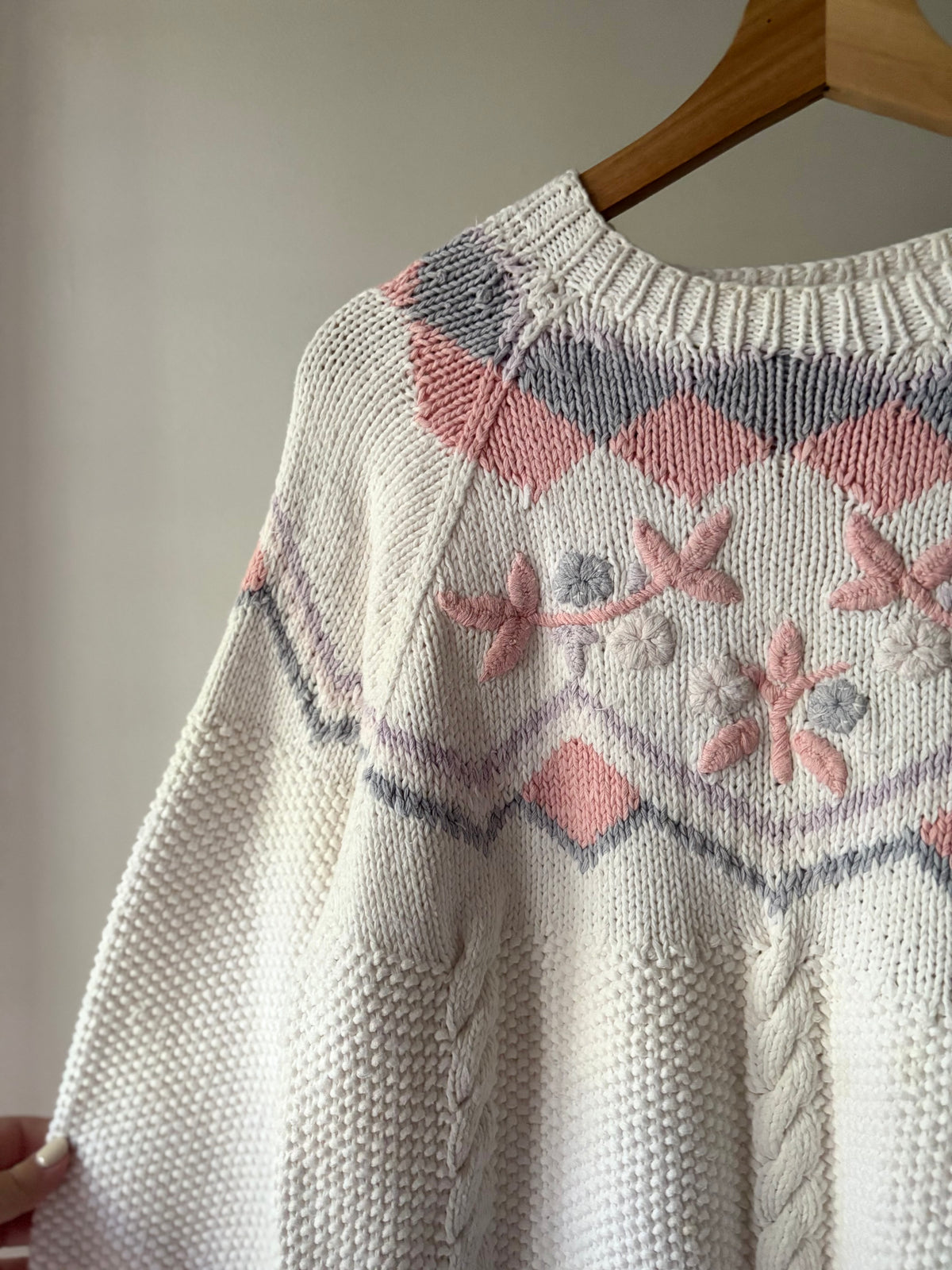 1990s Lavender & Pink Floral Cotton Sweater